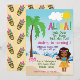 Convite de Aniversário Tropical Beach Aloha Luau