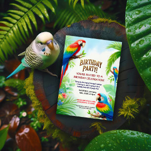Convite de aniversário tropical da selva para cria