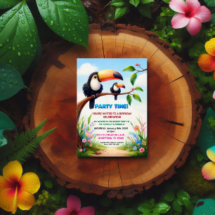 Convite de aniversário tropical da selva para cria