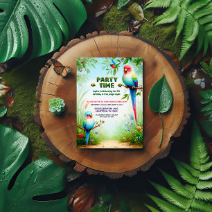 Convite de aniversário tropical da selva para cria