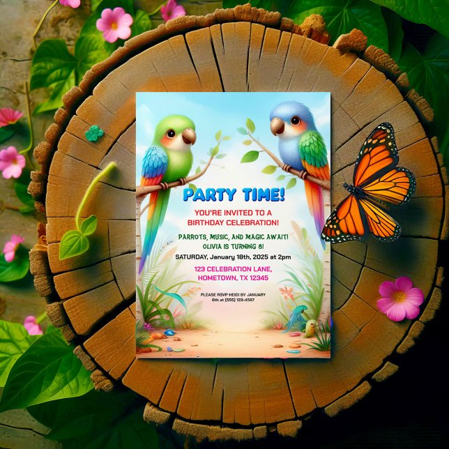 Convite de aniversário tropical da selva para cria (Criador carregado)