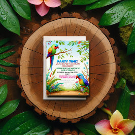 Convite de aniversário tropical da selva para cria