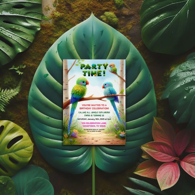 Convite de aniversário tropical da selva para cria (Criador carregado)