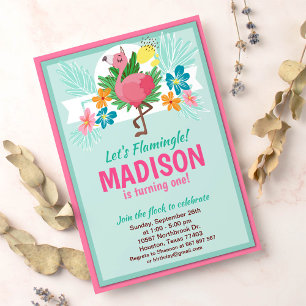 Convite de aniversário Tropical Flamingo