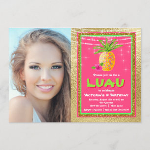 Convite de aniversário Tropical Havaiana Luau