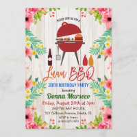Convite de Aniversário Tropical Luau Aloha BBQ