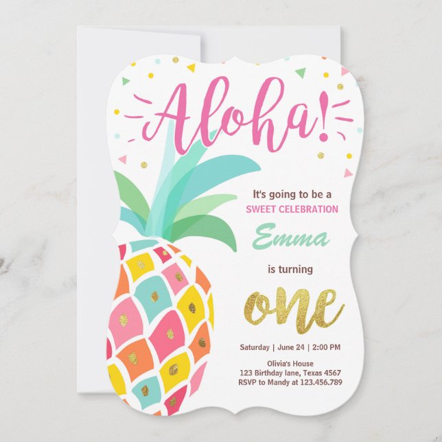 Convite de aniversário Tropical Luau Hawaii (Frente)