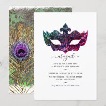 Convite de Aniversário Tropical Mardi Gras