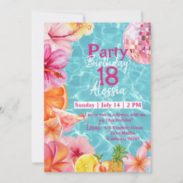 Convite de Aniversário Tropical Pink Martini à Bei