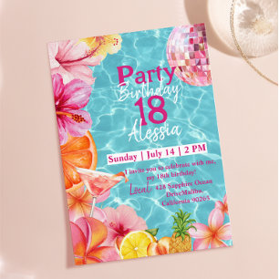 Convite de Aniversário Tropical Pink Martini à Bei