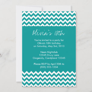 Convite de Aniversário Turquoise Chevron