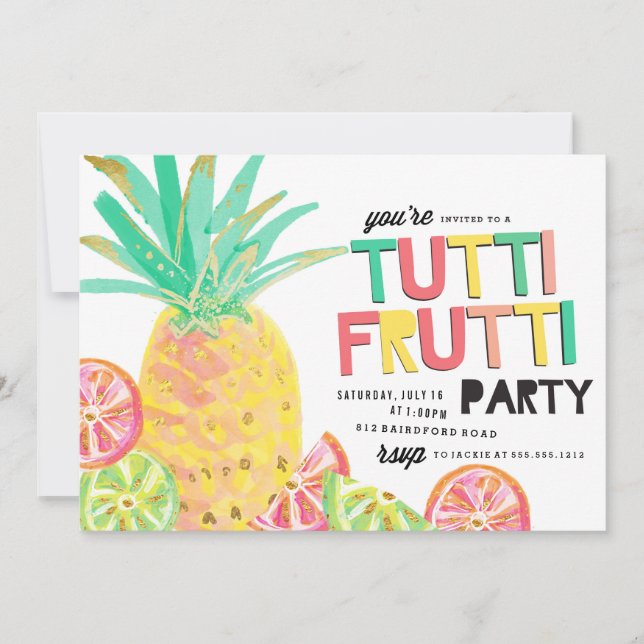 convite de aniversário TUTTI FRUTTI (Frente)