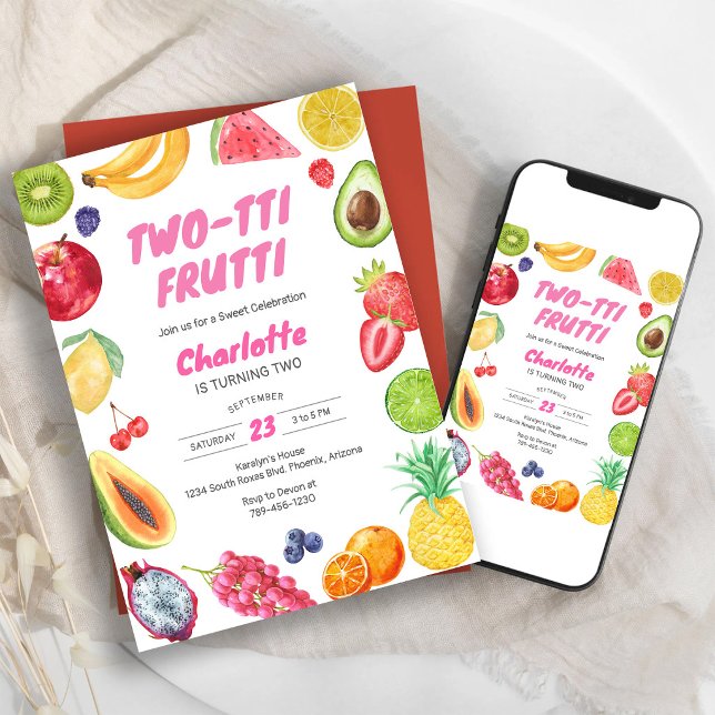 Convite de Aniversário Two-tti Frutti (Criador carregado)