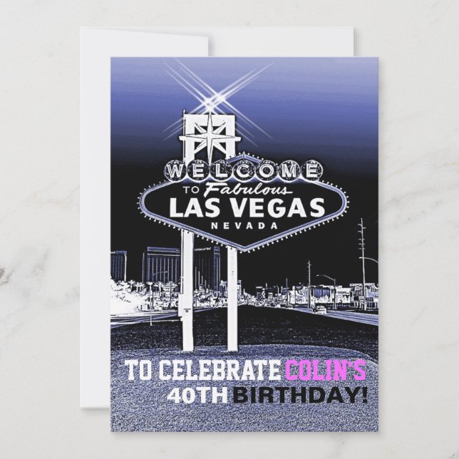 Convite de aniversário Único de Las Vegas (Frente)