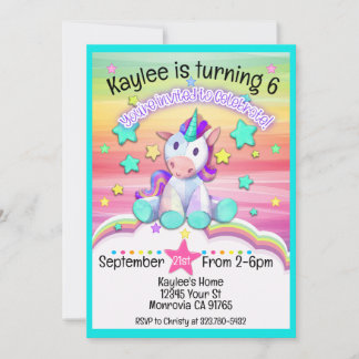 Convite de aniversário Unicorn com Título