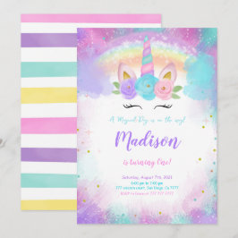 Convite de aniversário Unicorn editável