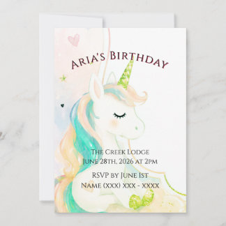 Convite de Aniversário Unicórnio Meninas Fofas