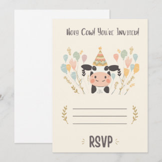 Convite de Aniversário Vaca Sagrada com RSVP | Edi