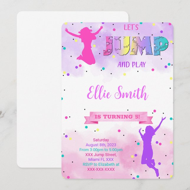 Convite de Aniversário Vamos Pular (Frente/Verso)