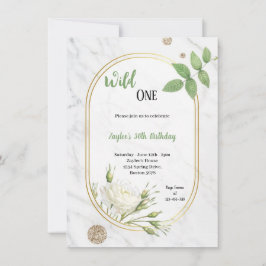 Convite de aniversário verde-adulto e branco