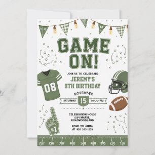 Convite de Aniversário Verde de Futebol TouchDowns