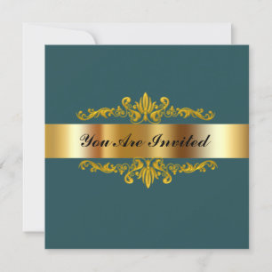 Convite de aniversário Verde Dourado