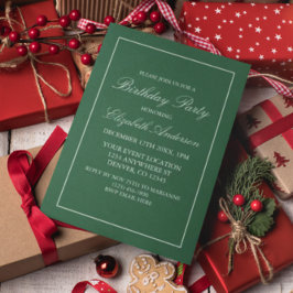 Convite de Aniversário Verde Minimalista Clássico