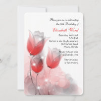 Convite de aniversário vermelho das tulipas