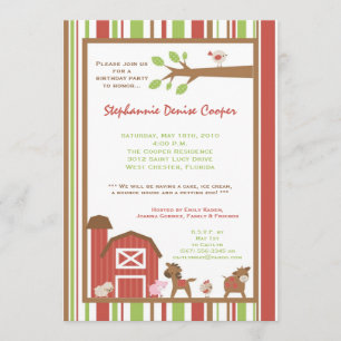 convite de aniversário vermelho do animal do