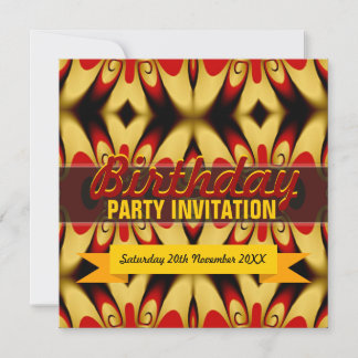 Convite de aniversário vermelho Dourado