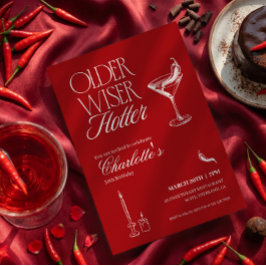 Convite de Aniversário Vermelho Mais Velha e Mais