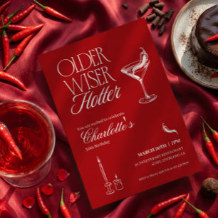 Convite de Aniversário Vermelho Mais Velha e Mais