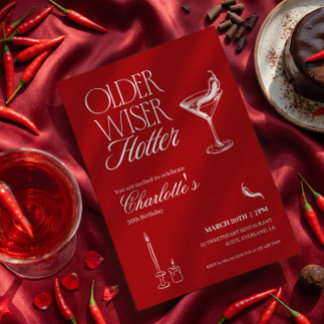 Convite de Aniversário Vermelho Mais Velha e Mais