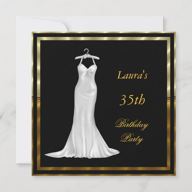 Convite de Aniversário Vestido Branco (Frente)