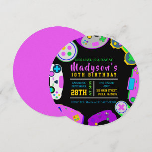 Convite de aniversário VIDEO GAMER GAMER Girl