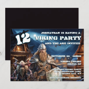 Convite de Aniversário Viking Meninos Guerreiro e 