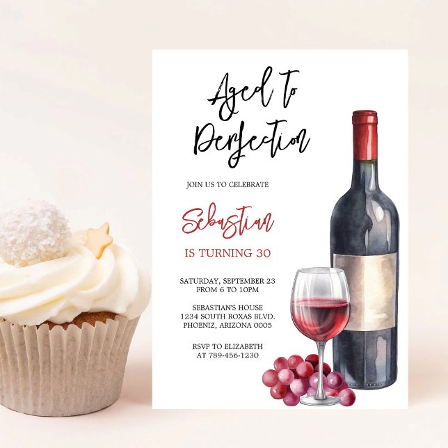 Convite de Aniversário Vinho Envelhecido à Perfeiç (Criador carregado)