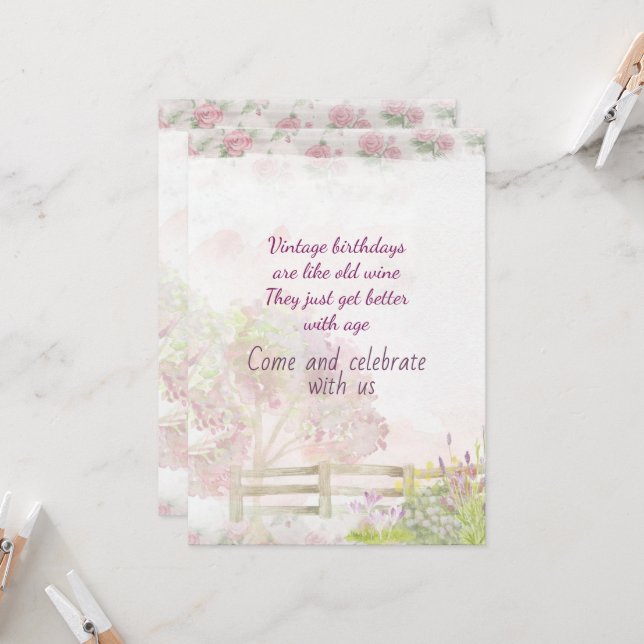 Convite de aniversário Vintage 75th (Frente/Verso In Situ)