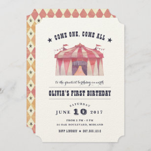 Convite de aniversário Vintage Circus