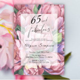 Convite de aniversário Vintage Floral 65º