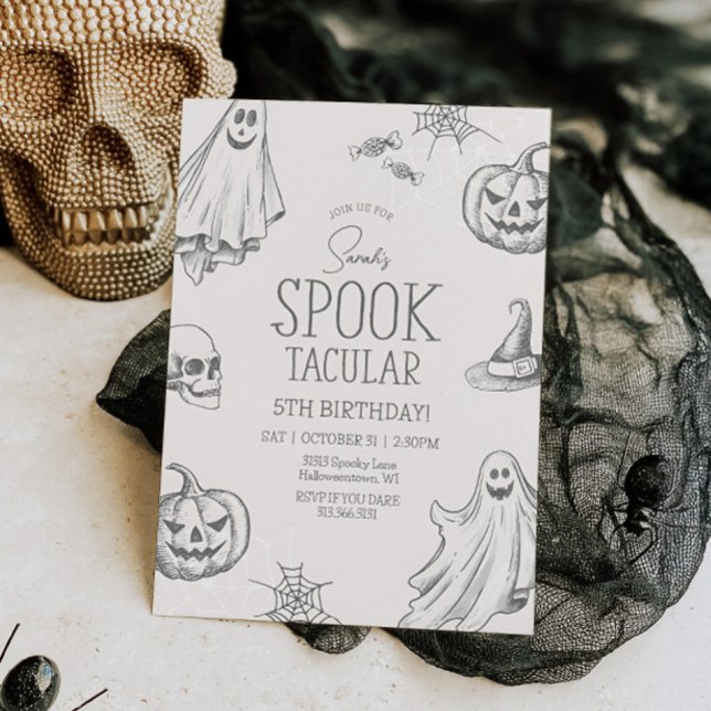 Convite de Aniversário Vintage Halloween para Qual (Vintage Halloween Birthday Invitation)