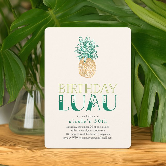 Convite de aniversário Vintage Pineapple Luau (Criador carregado)