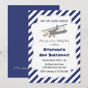 Convite de aniversário Vintage Plane