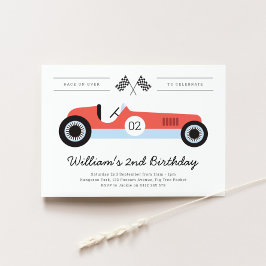 Convite de aniversário Vintage Race Car