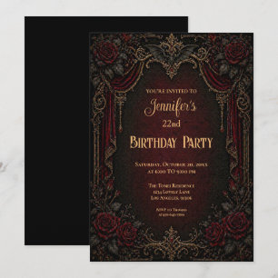 Convite de Aniversário Vintage Vampiro Gótico