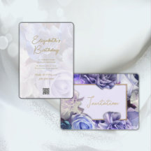 Convite de aniversário Violet Blue Rosa