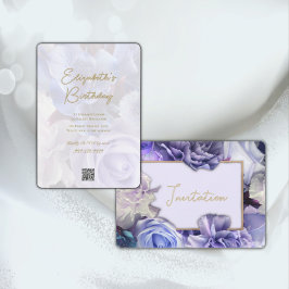 Convite de aniversário Violet Blue Rosa