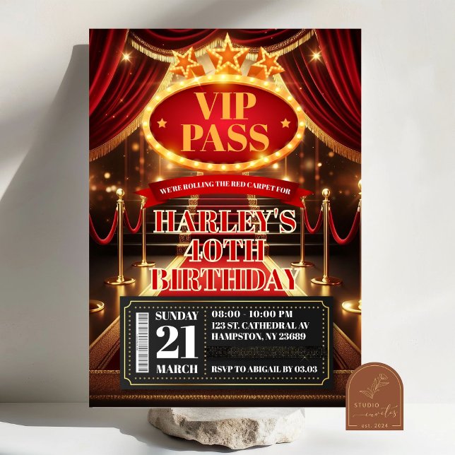 Convite de Aniversário VIP Glamour Premiere Hollyw (Criador carregado)