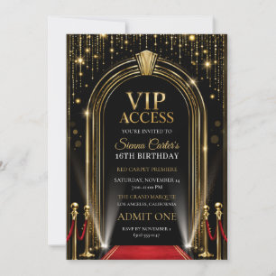 Convite de Aniversário VIP Tapete Vermelho Hollywo
