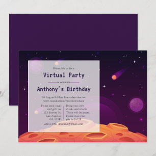 Convite de Aniversário Virtual Espacial